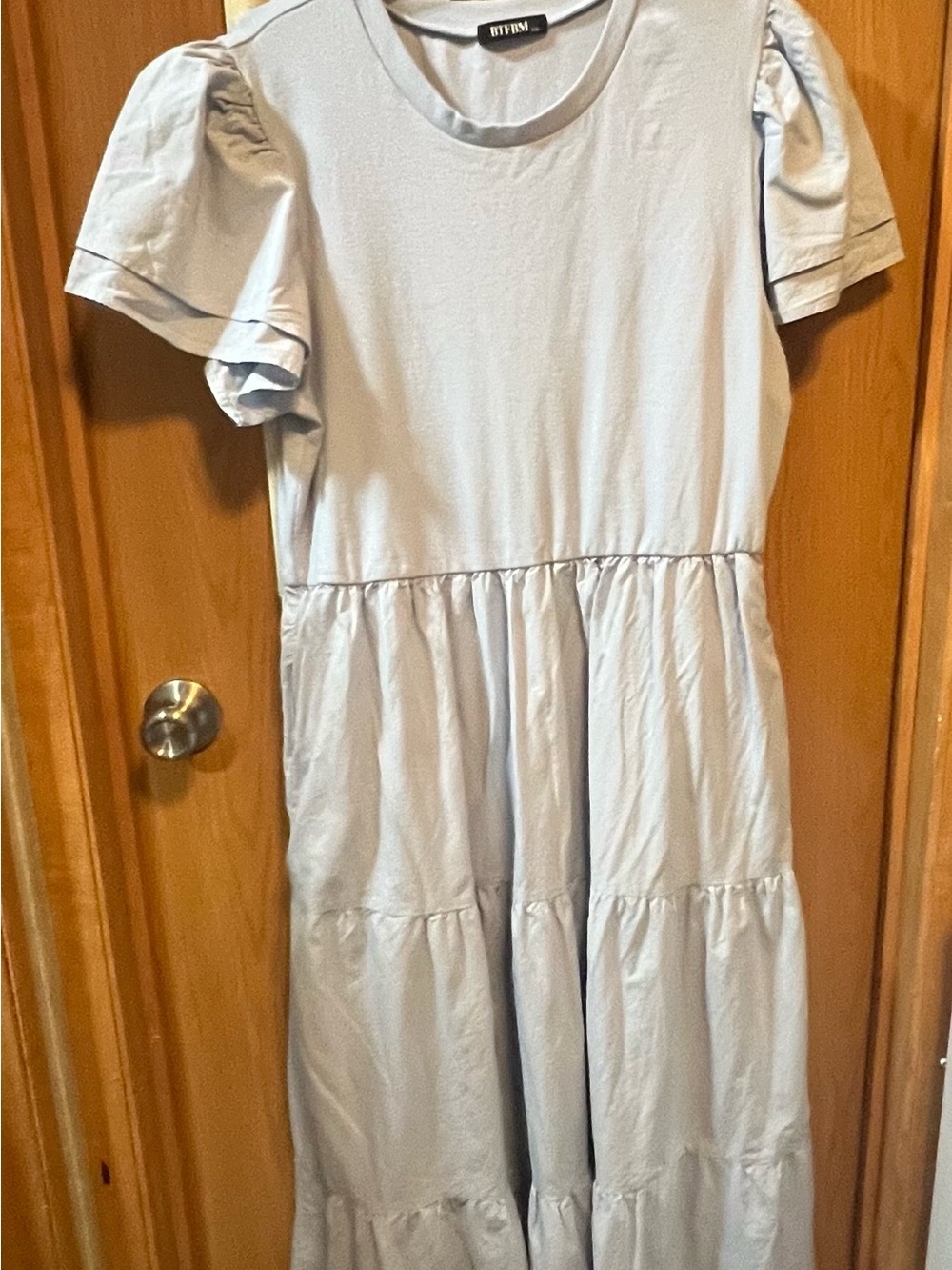 Ruffle Sleeve Tiered Women’s Maxi Dress - Light Blue